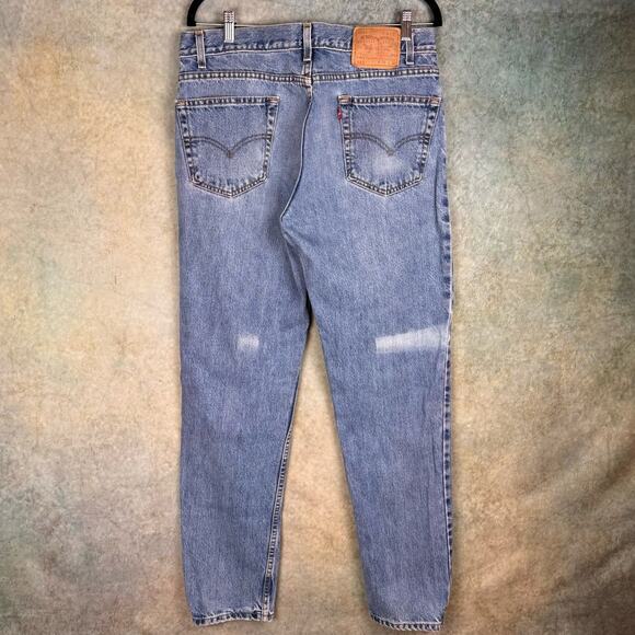 VTG 90s Levis 512 Denim Jeans Mens Sz 36x32 Blue Slim Fit Tapered Leg Med Wash - Picture 2 of 9